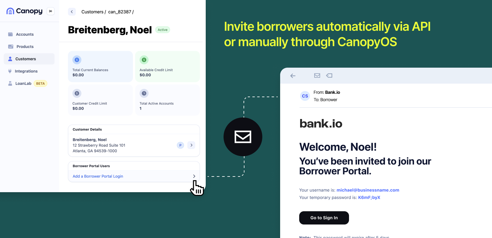Borrower Portal Mail invitation