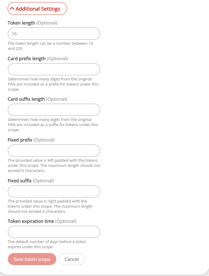 Additional/optional token scope settings for reuse tokens only.