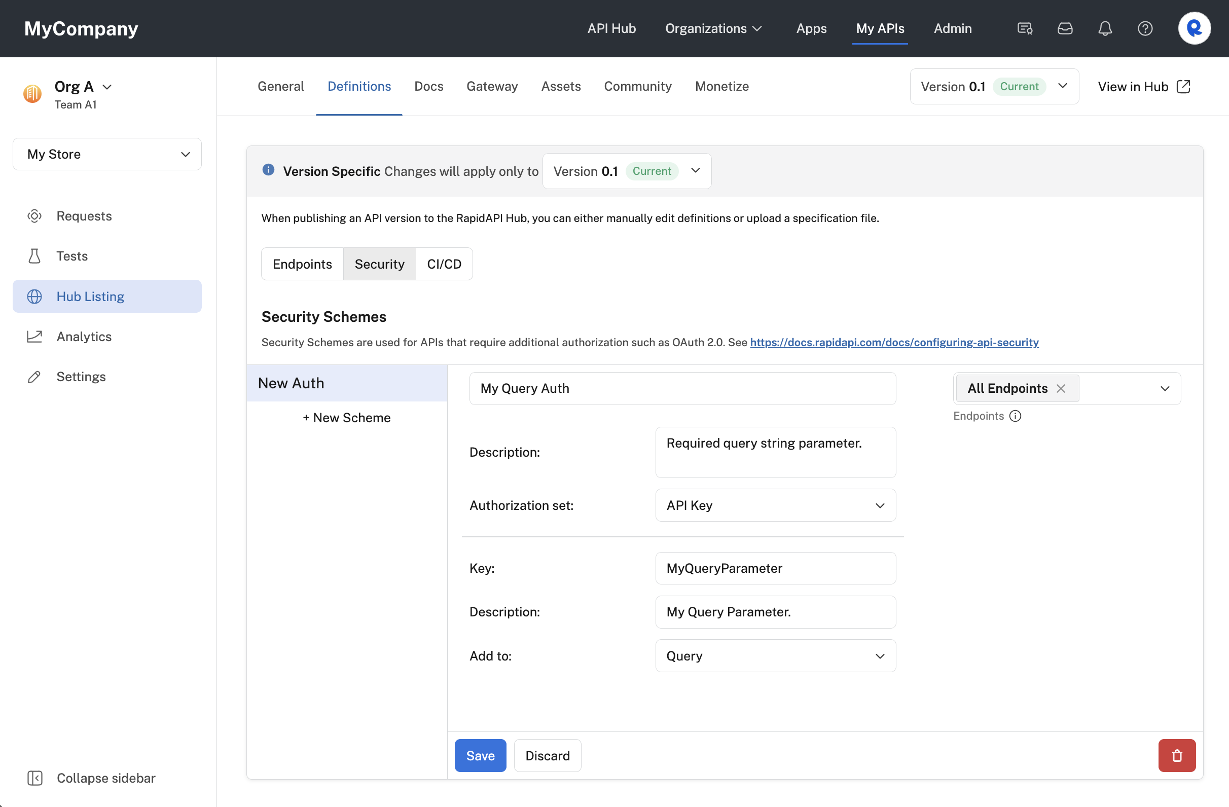 Configuring Query authorization for an API.