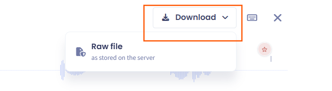 Download menu in the player header