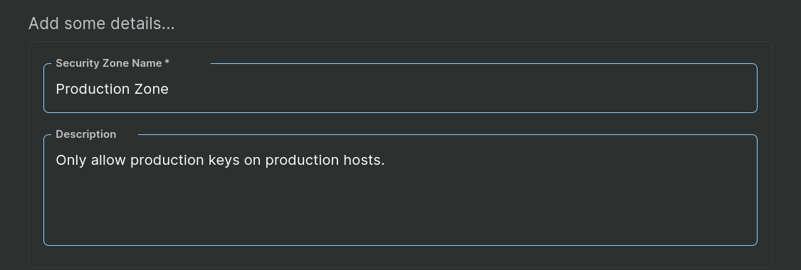 A screenshot of the Specify Host step that includes zone details