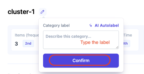 Relevance AI - Enter a label for a cluster