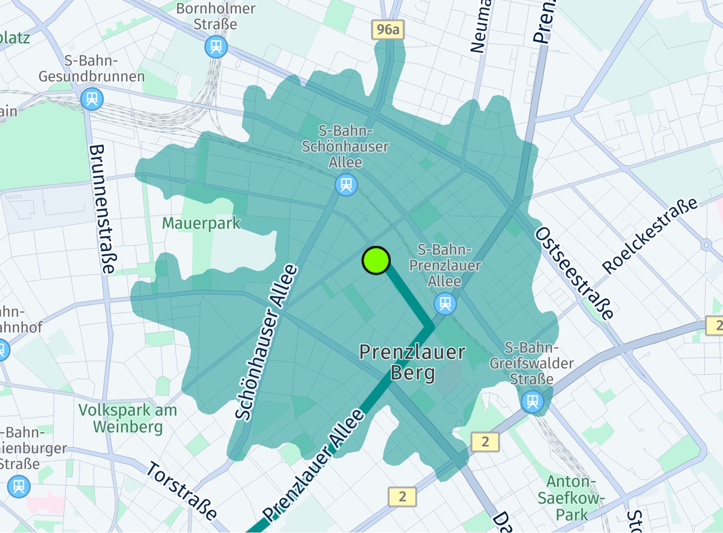 Screenshot: Showing the area of reach for the given limit.