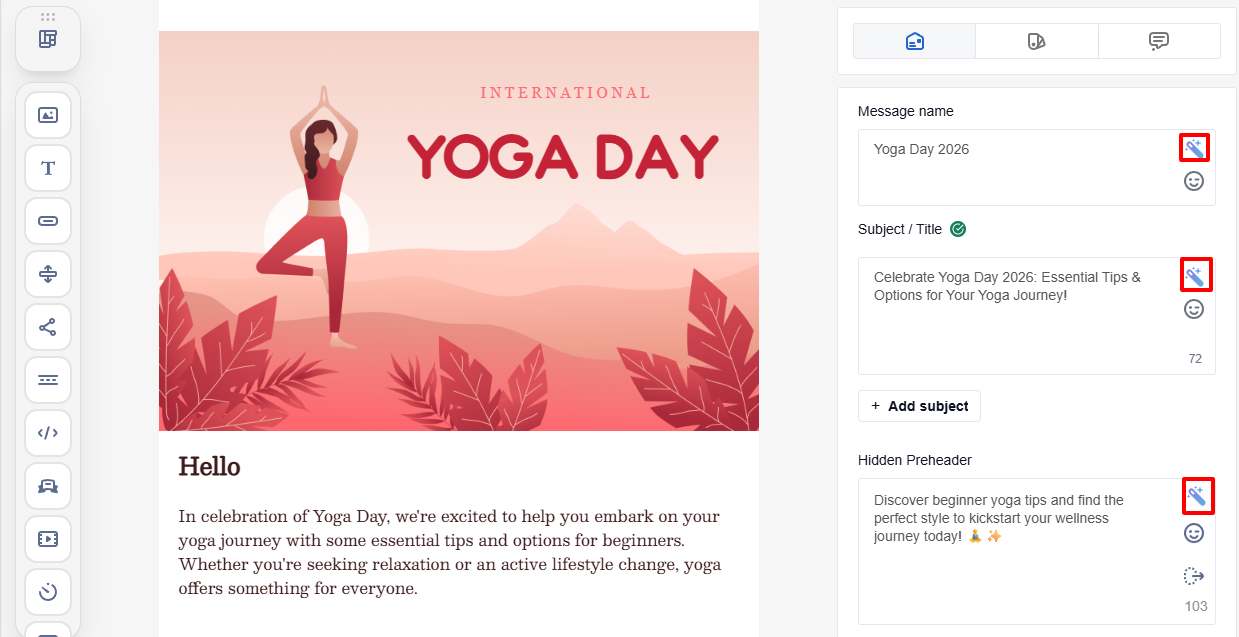AI button for fields