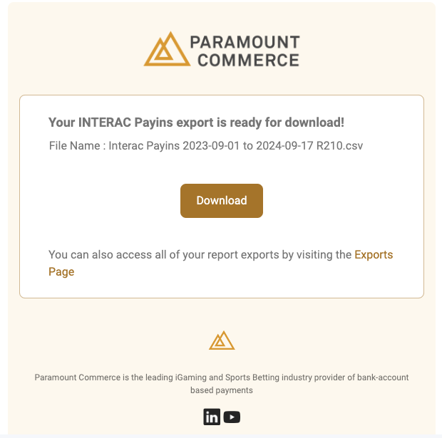 Report Export Notification Email