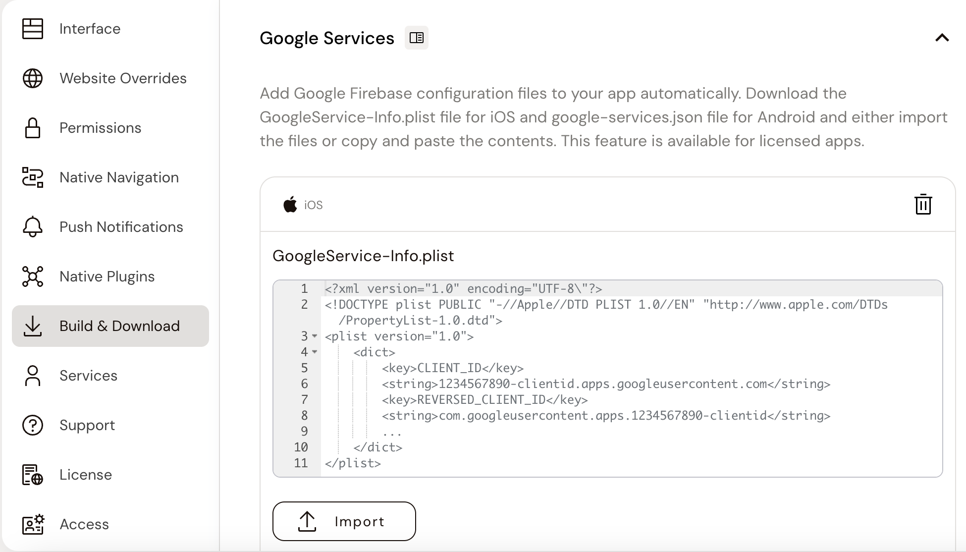 Figure 1: iOS GoogleService-Info.plist for Firebase