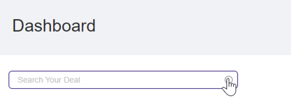 Dashboard page : Search Your Deal