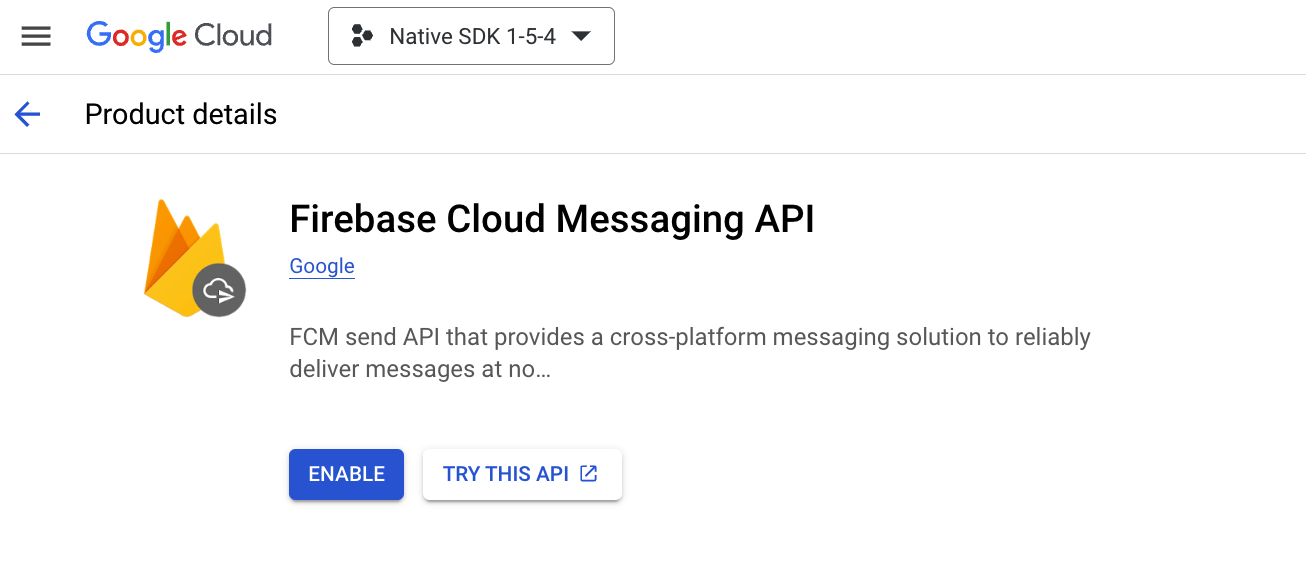 Enable Firebase Cloud Messaging API v1