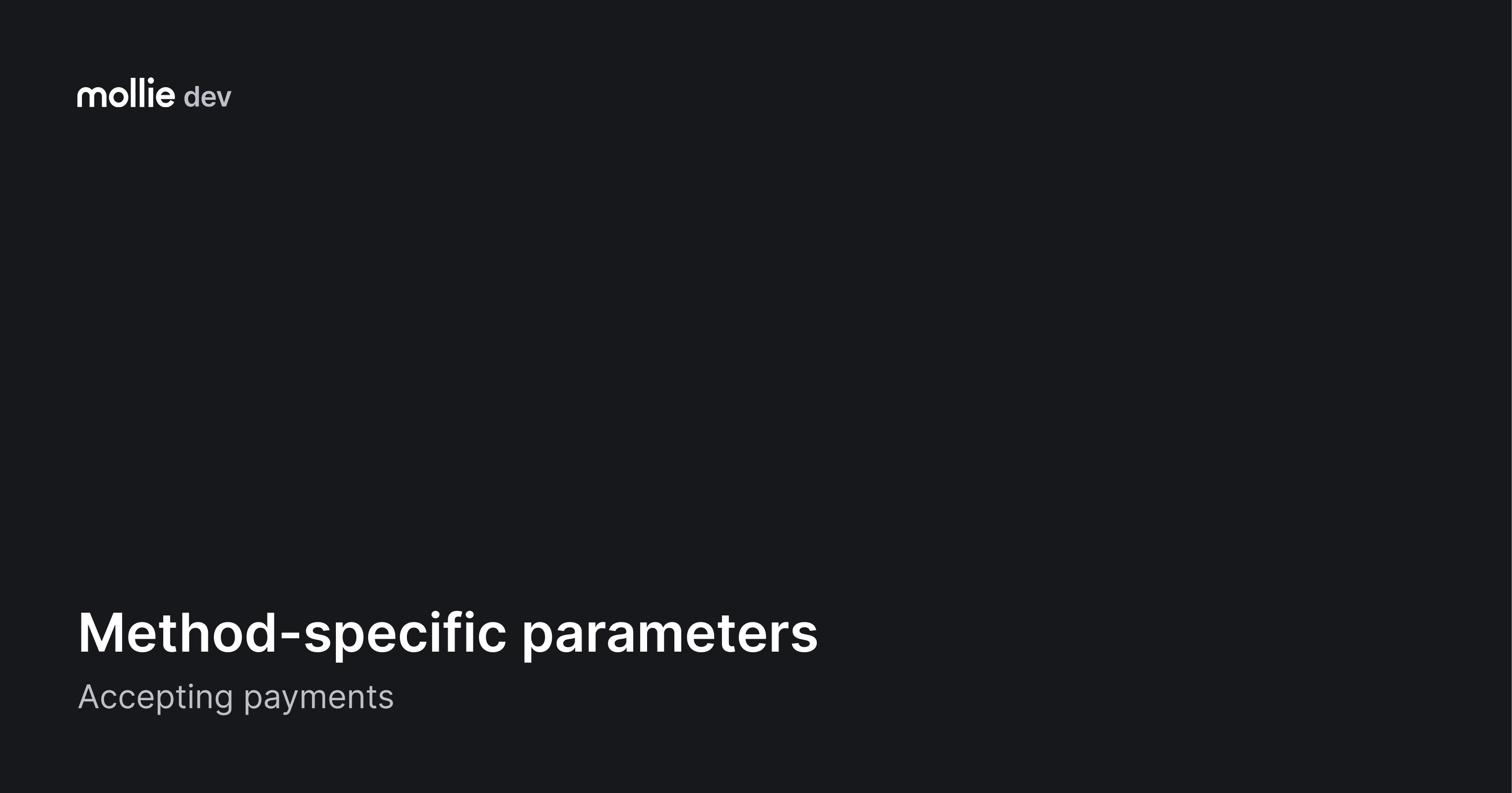 Method-specific parameters | Mollie Documentation