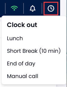 Screenshot with the clock icon highlighted