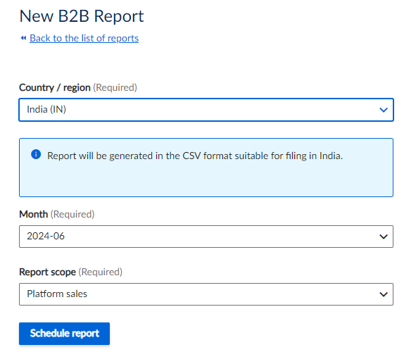 B2B Report Filters