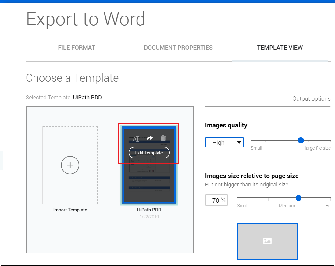 Word テンプレートを管理する