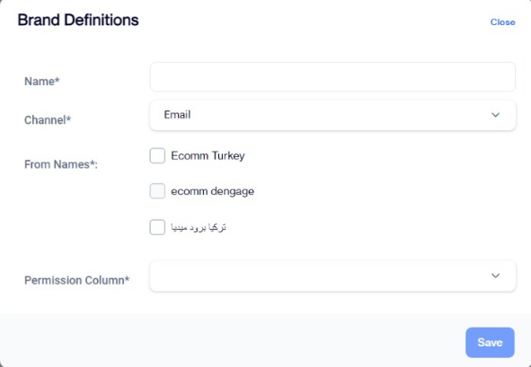 Add New -> Brand Definition