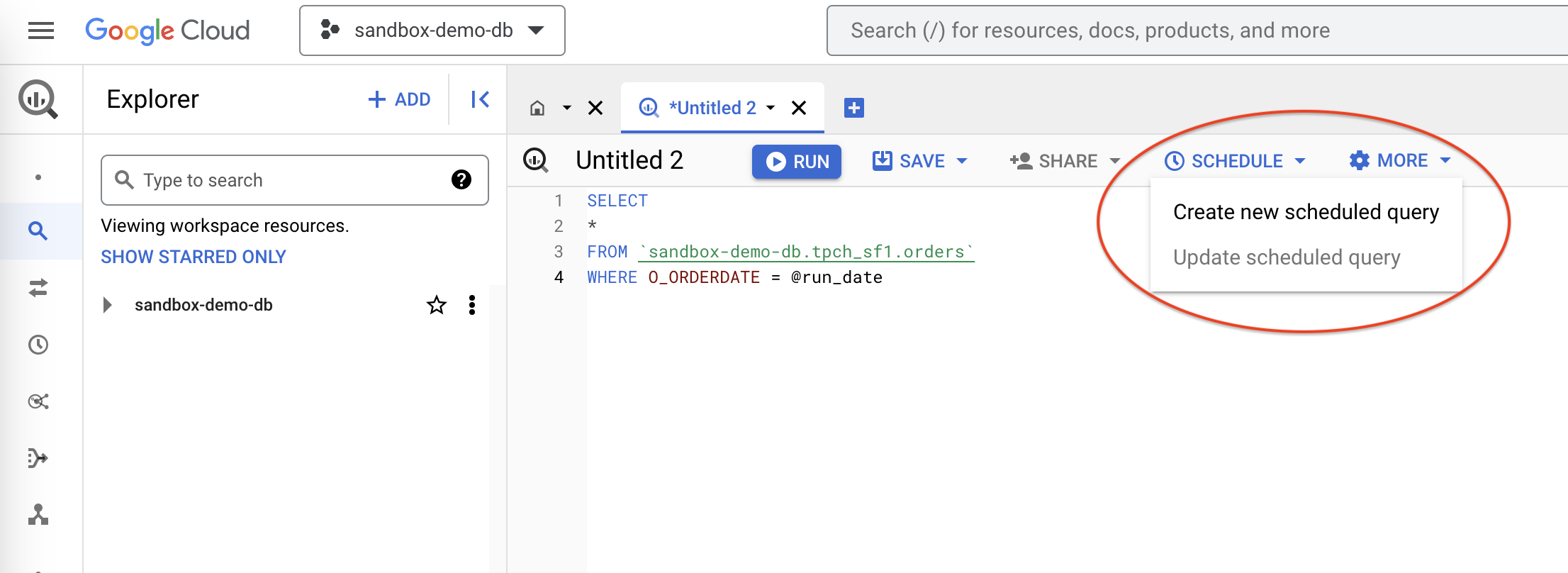 Create Schedule Query