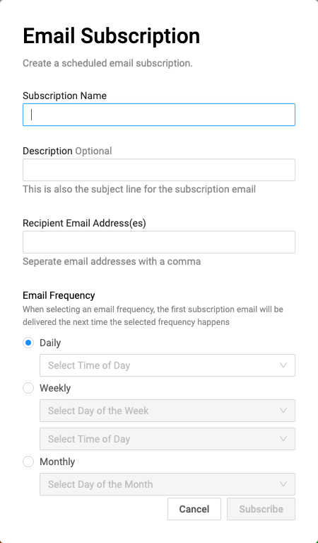 Create an Email Subscription