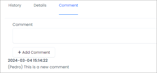 Screenshot of the Comments tab