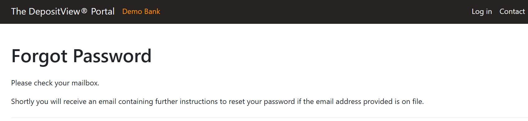Forgot Password Confirmation