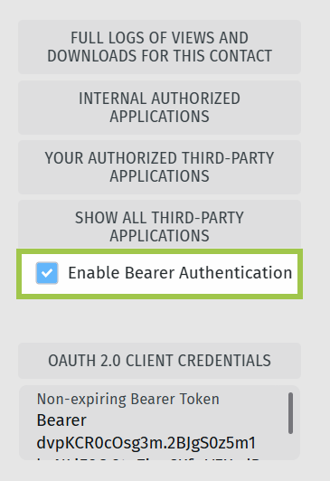 Bearer Authentication checkbox