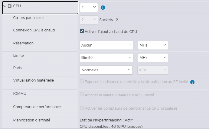 Configuration VMware