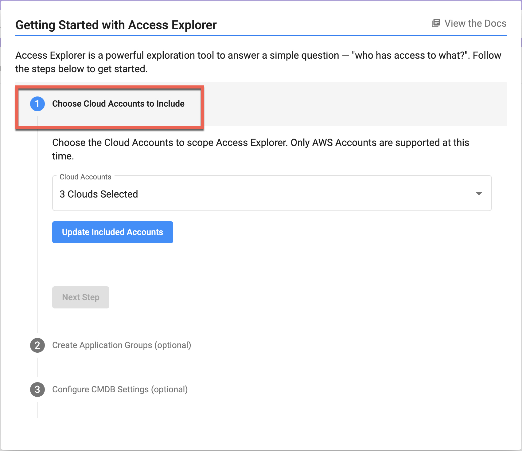 Getting Started with Access Explorer - Step 1 (Included Cloud Accounts)