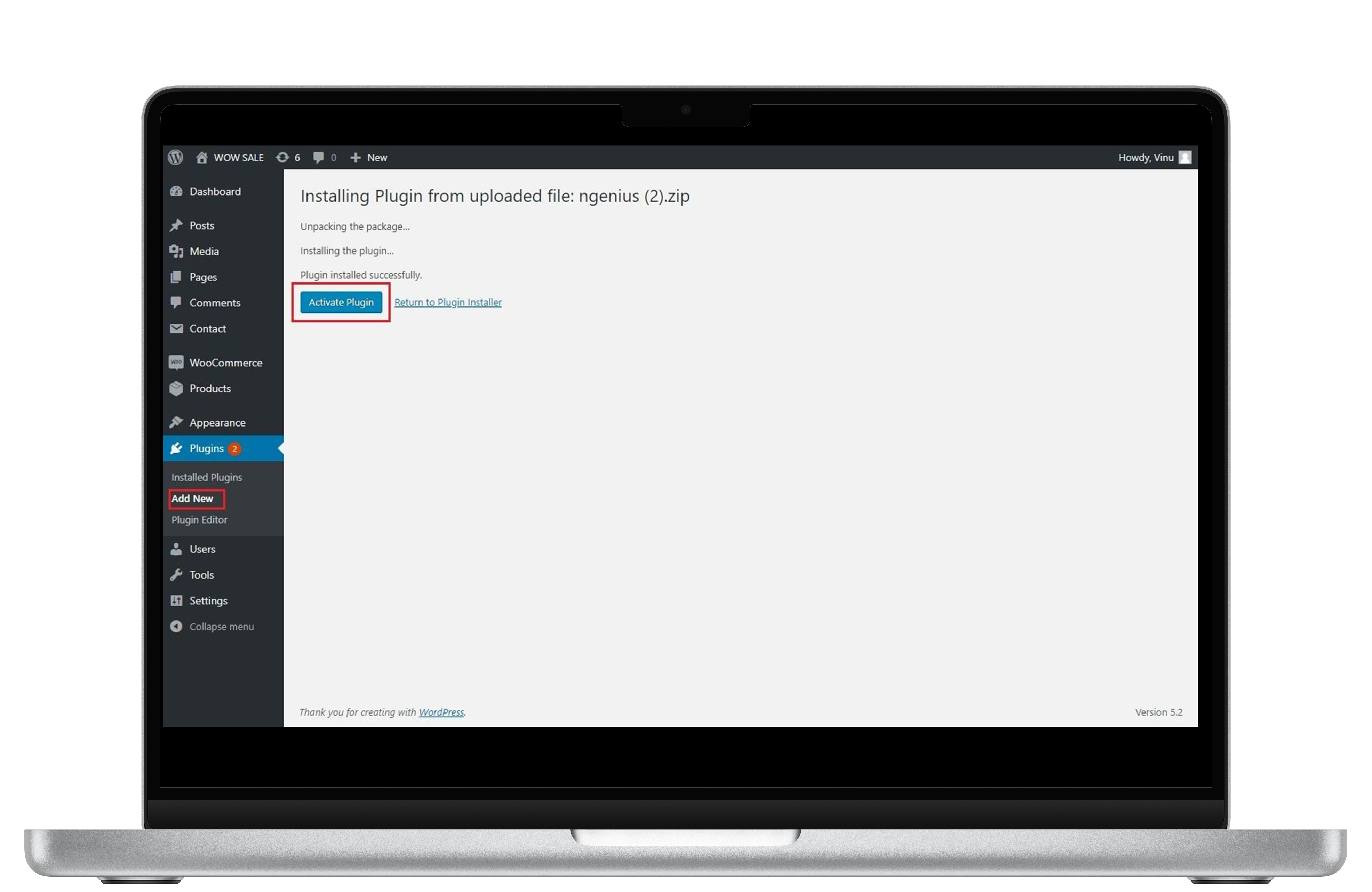 Once the plugin has been installed, click Activate.
