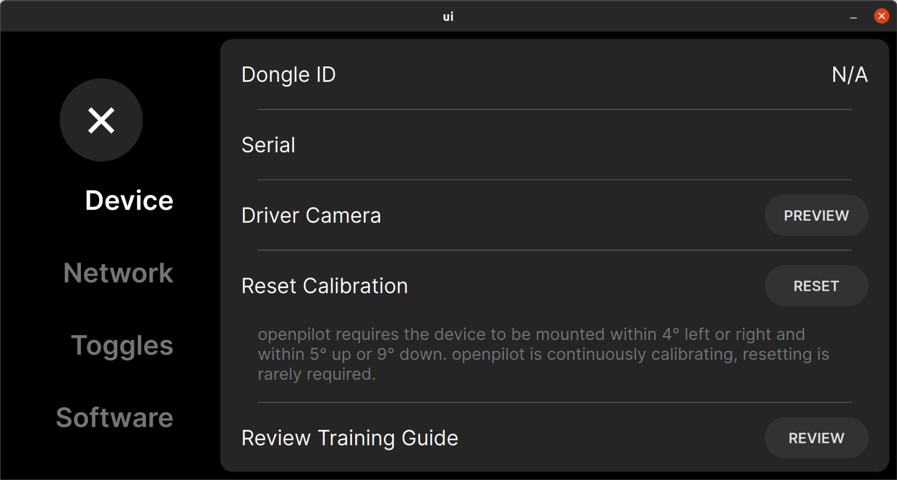 Setting menu item expanded to show details