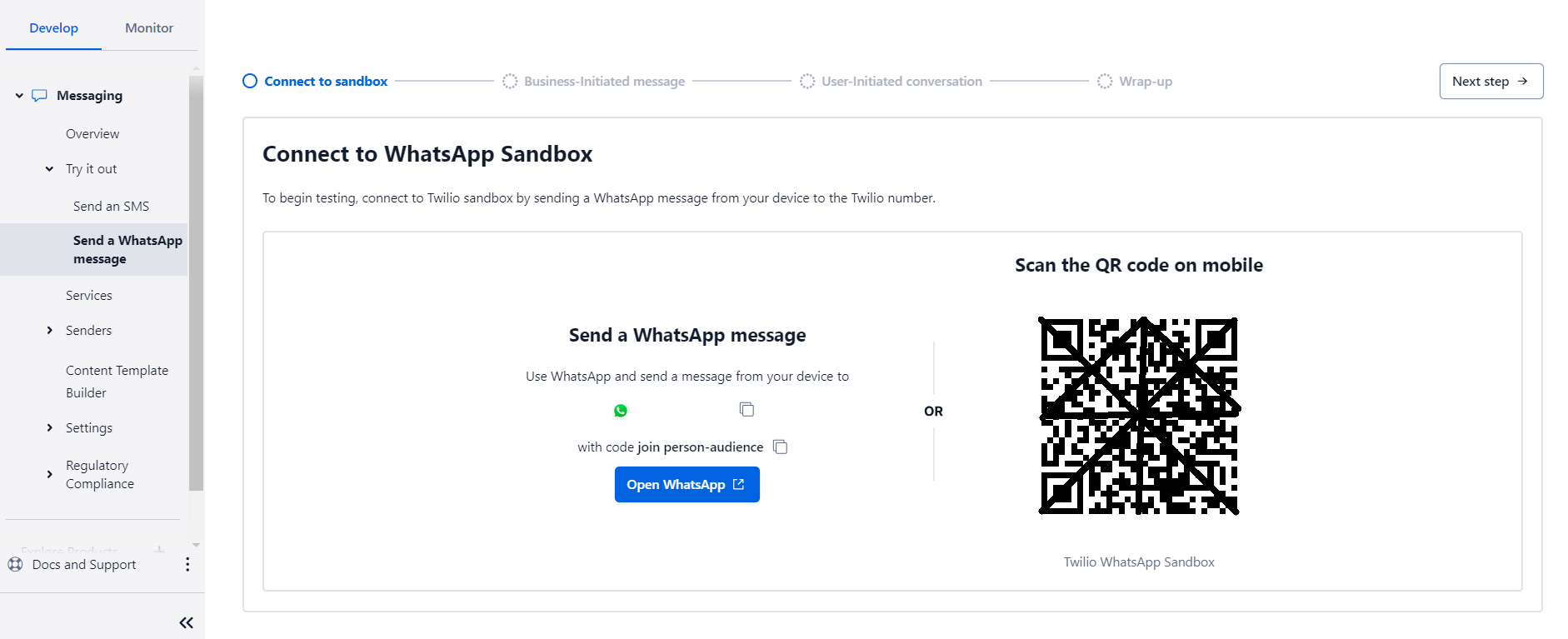 Twilio - Whatsapp Sandbox Screen