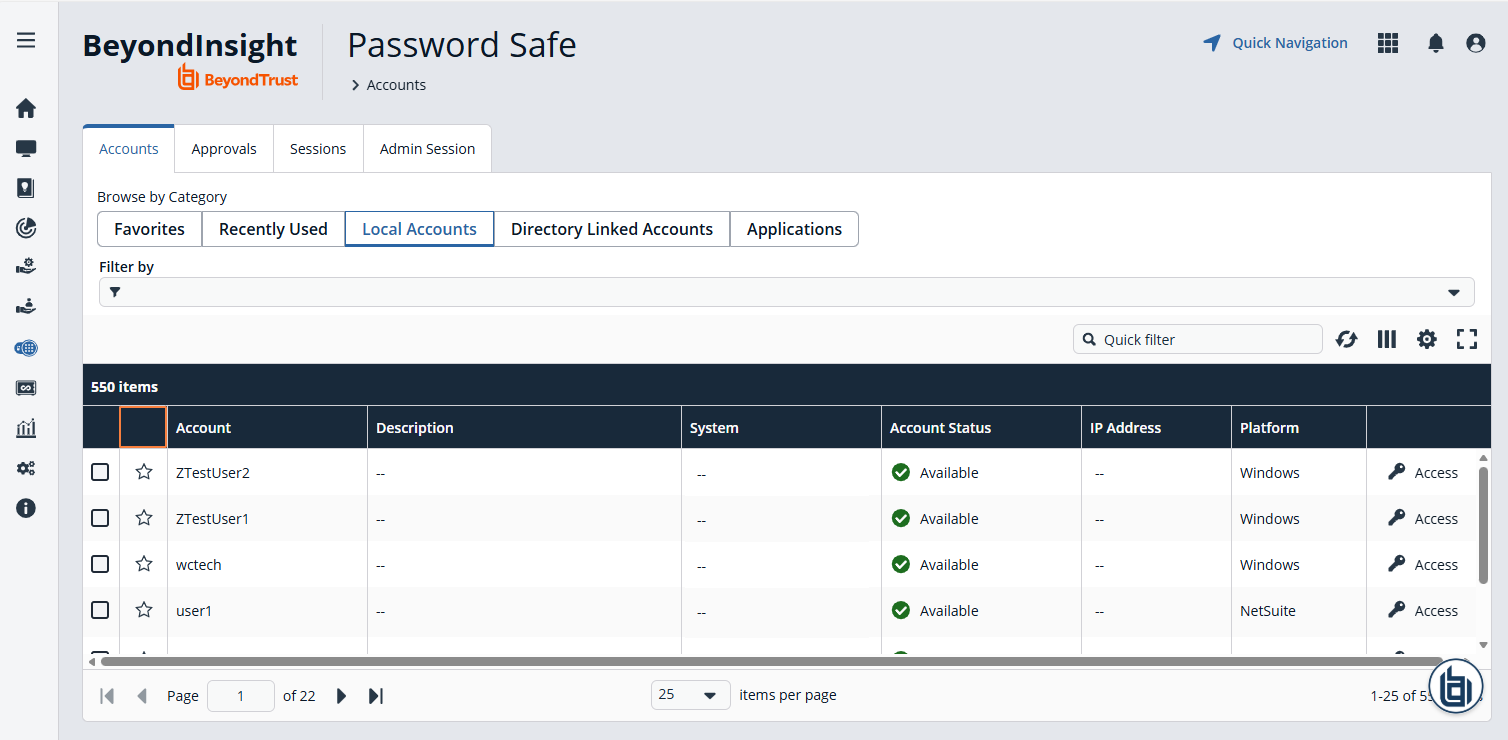Password Safe Home page
