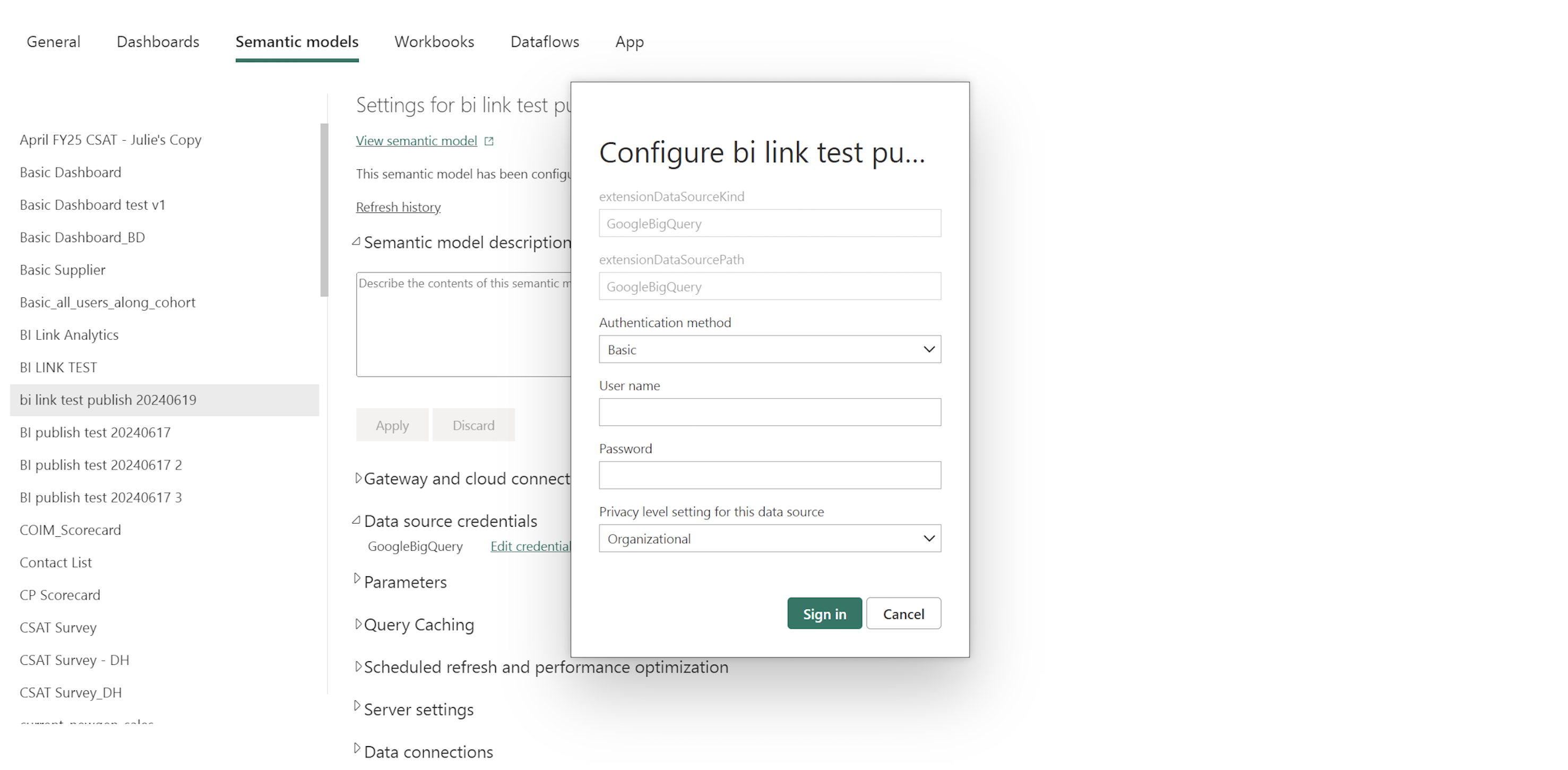 BI Link Symantic Settings Alt text