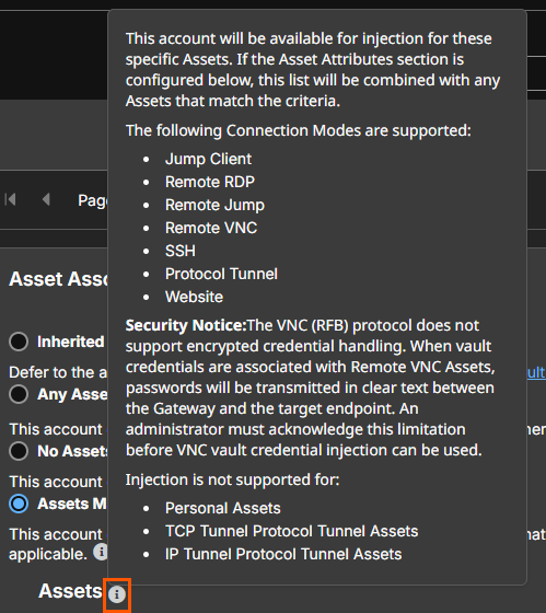Image of the security notice with additional VNC information.