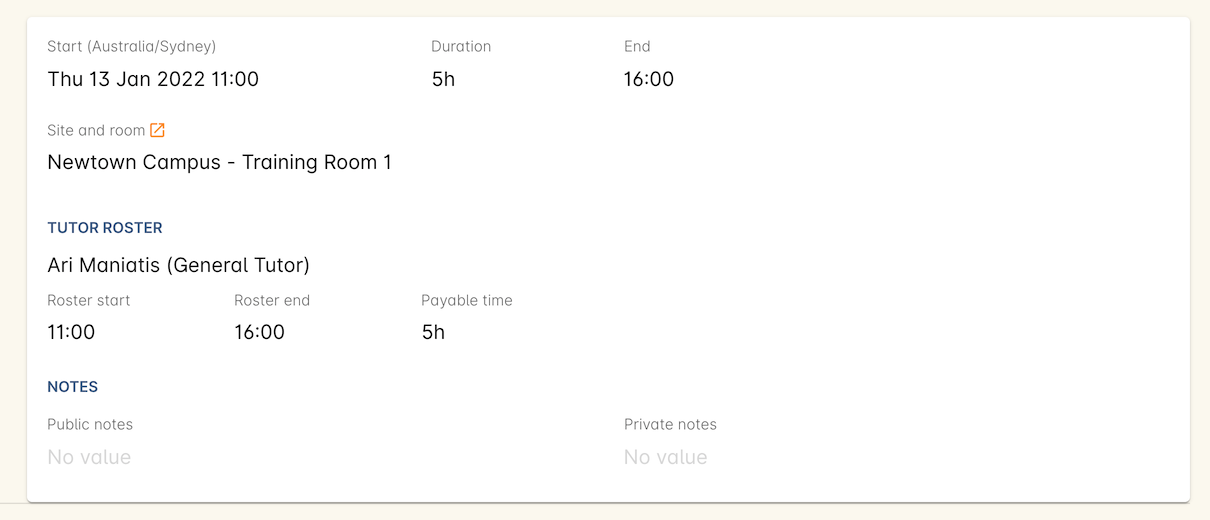 Figure 354. The tutor roster. Edit these fields to set a roster separate to the session.