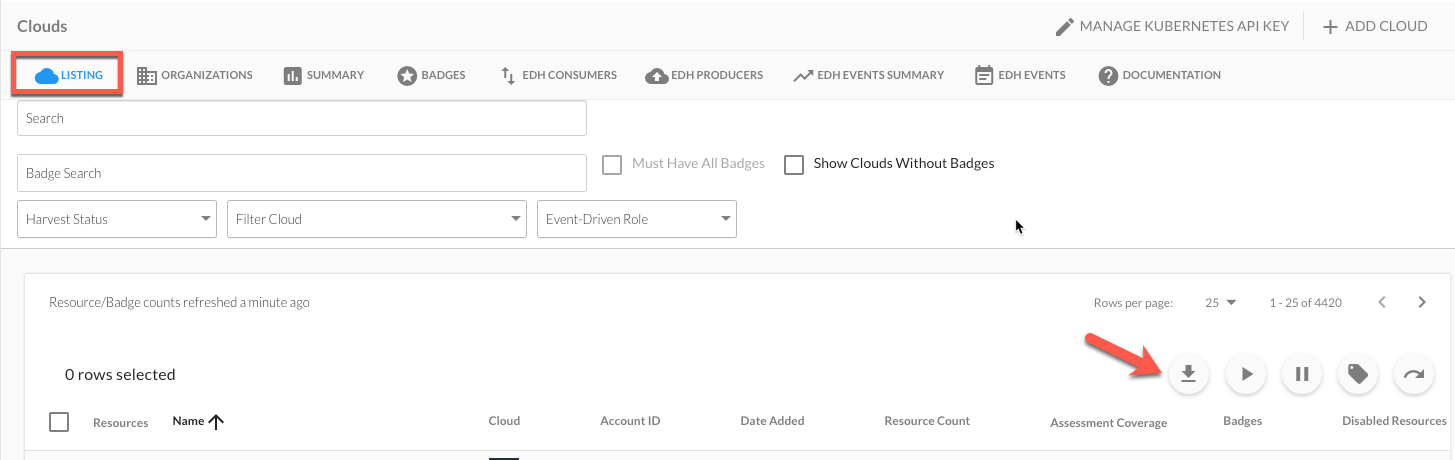 Download Cloud Account Details