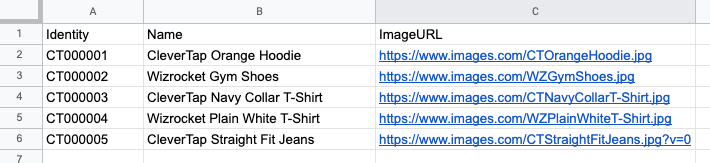 An image that shows the columns listed under Sample Product Catalog