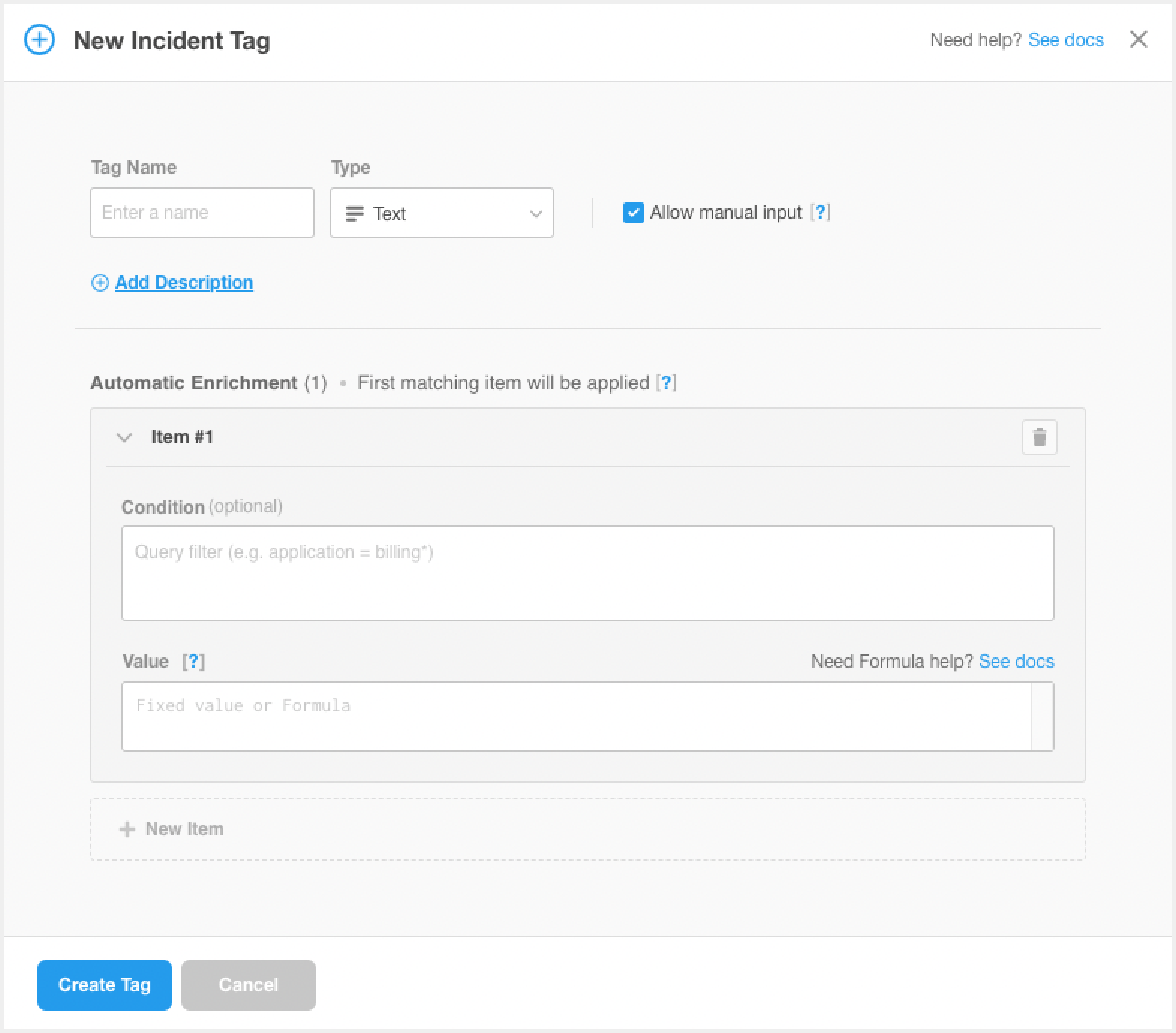 Create a New incident tag