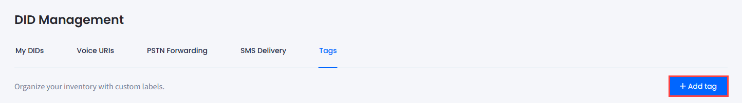 Screenshot of the Tags tab