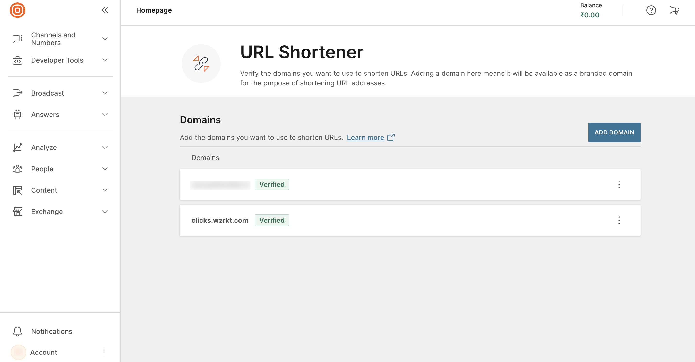 URL Shortener for Custom Domain - Infobip