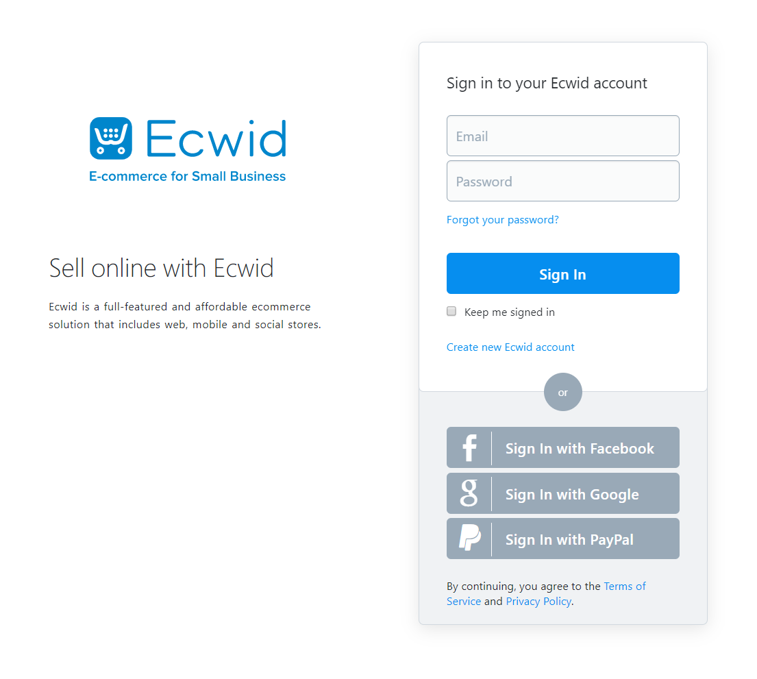 ecwid panel control