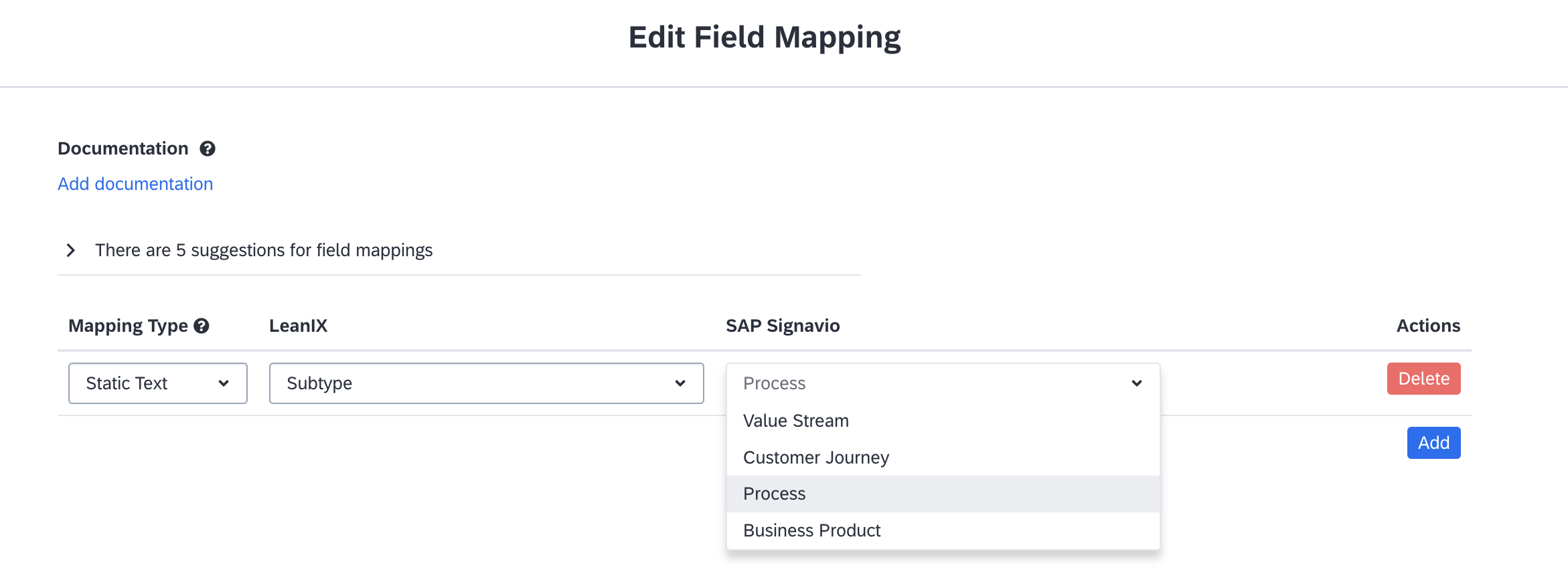 Mapping Processes to Fact Sheet Subtypes