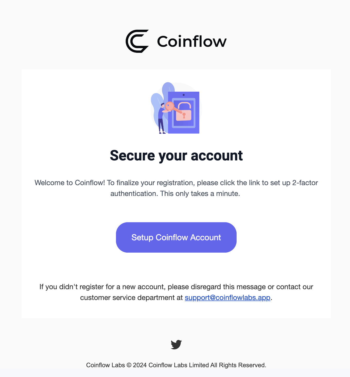 Example of email sent by Coinflow