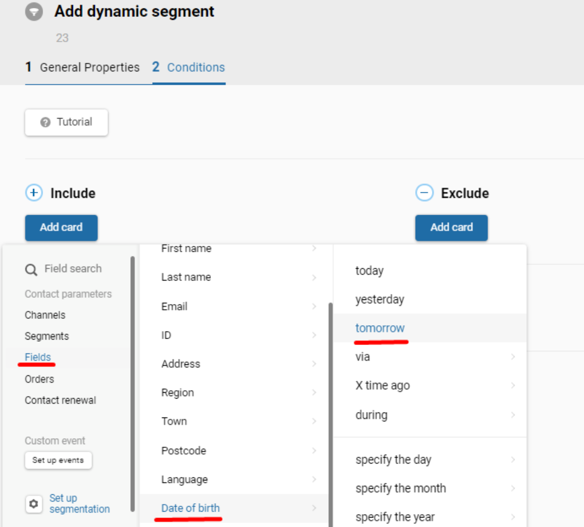 Creating dynamic segment