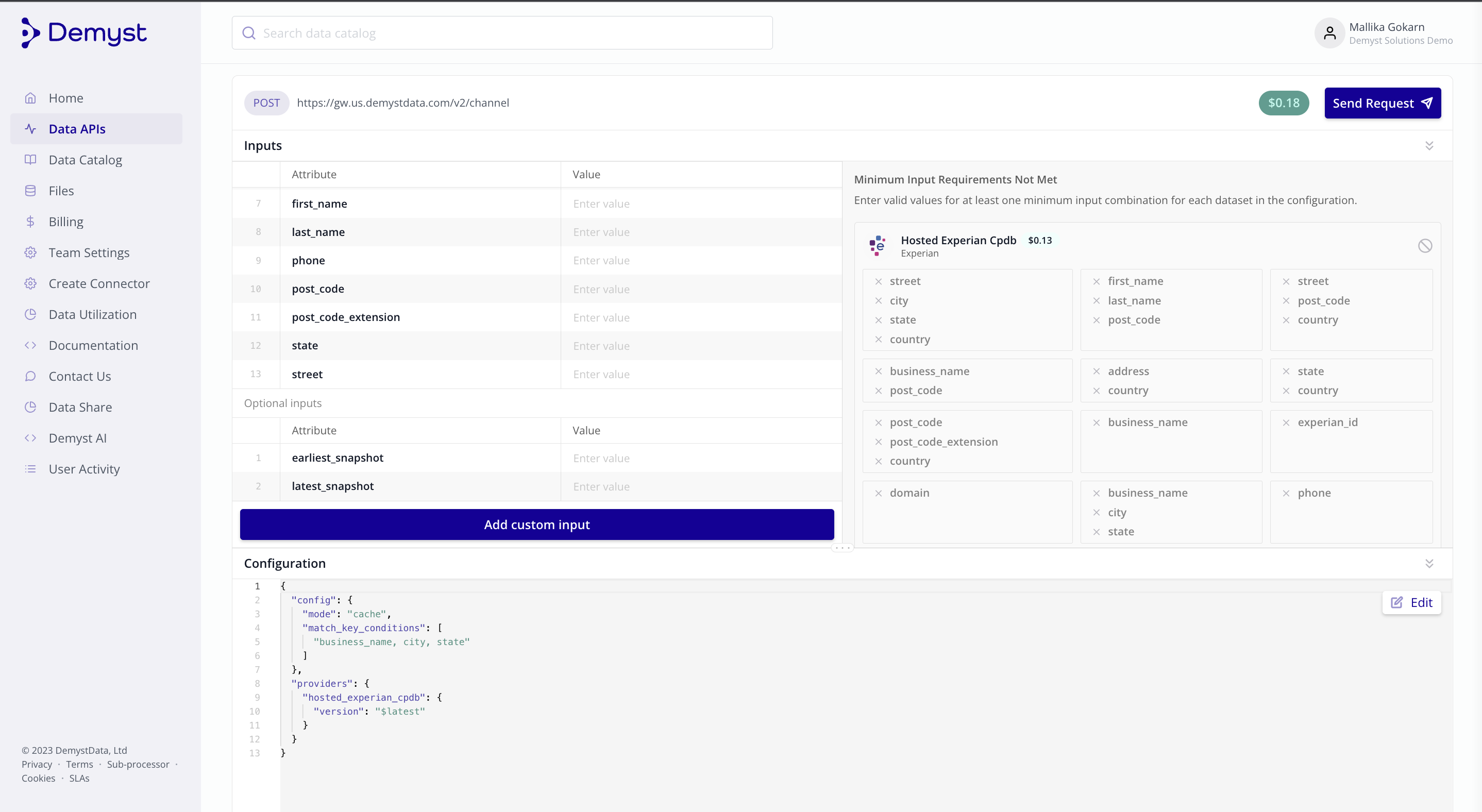 Saving match key conditions config in the `Run Transactions` tab