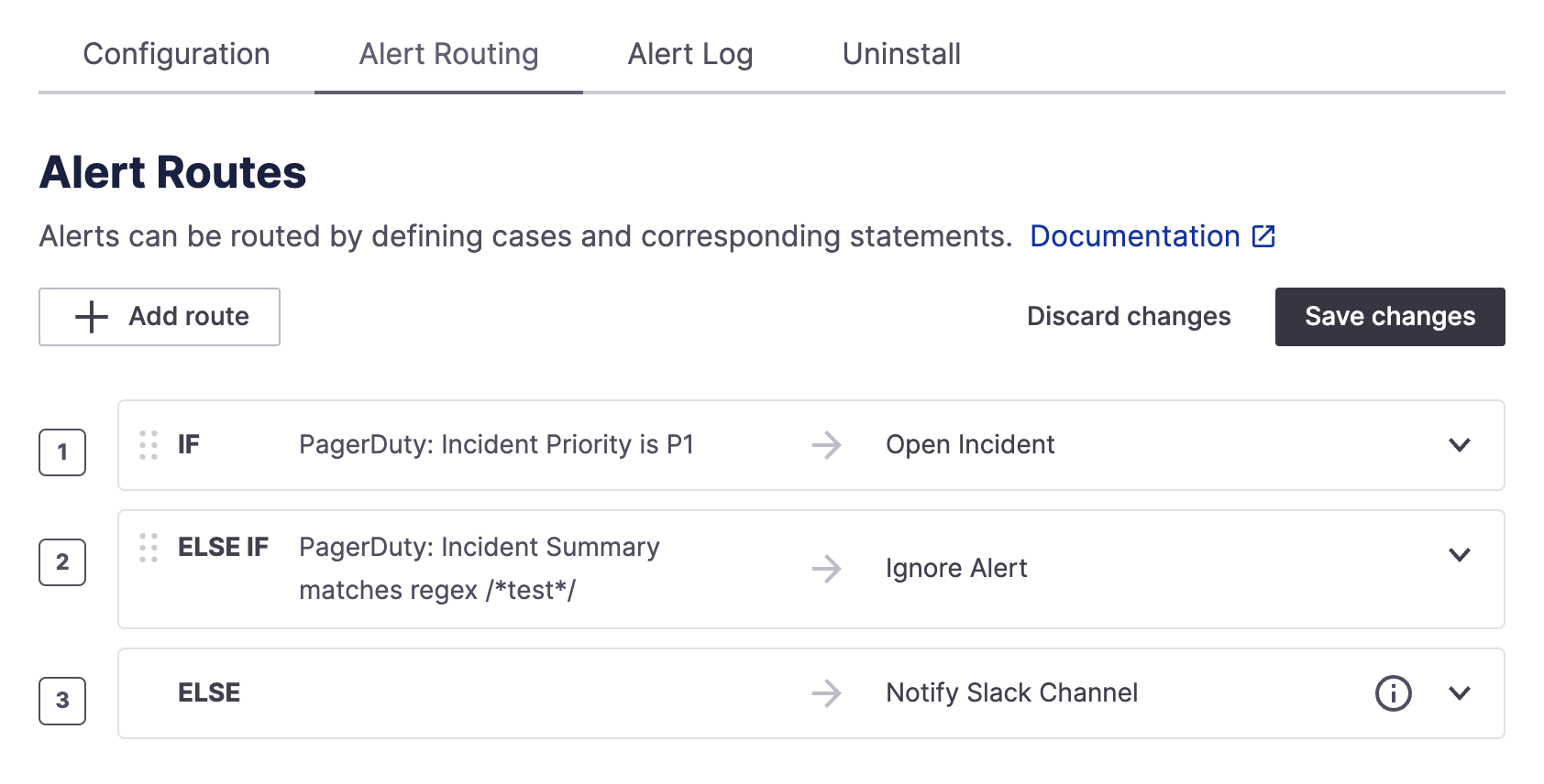 How it looks implemented in alert routing