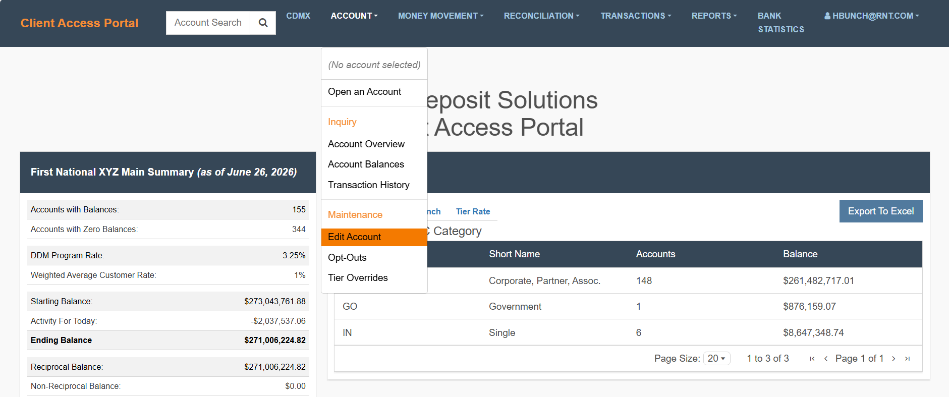 Select Open an Account