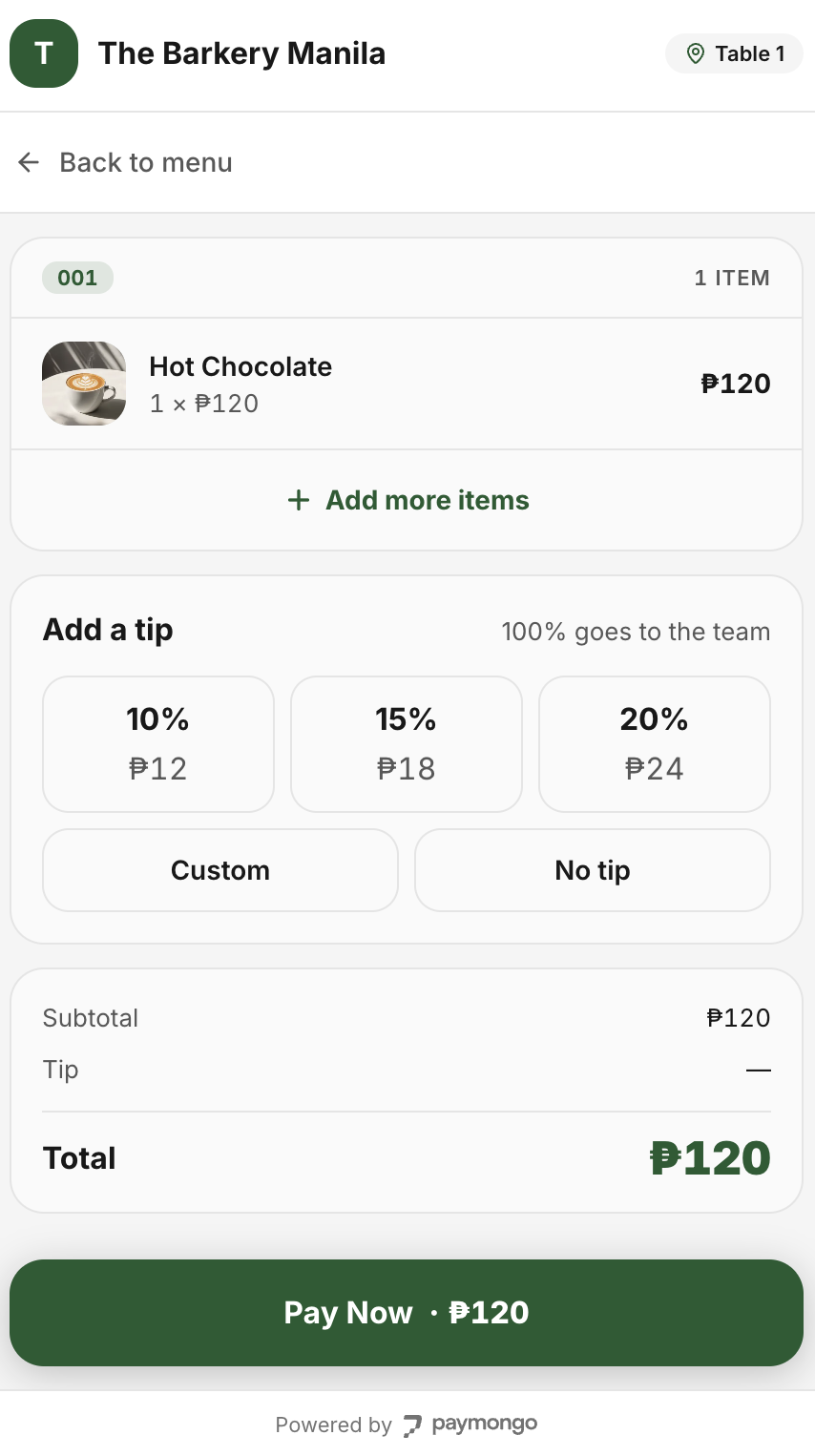 customer places their order