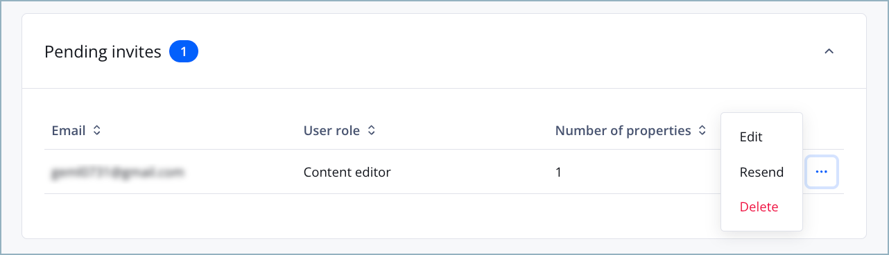Pending users section