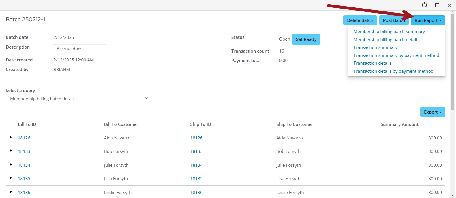 Running batch reports