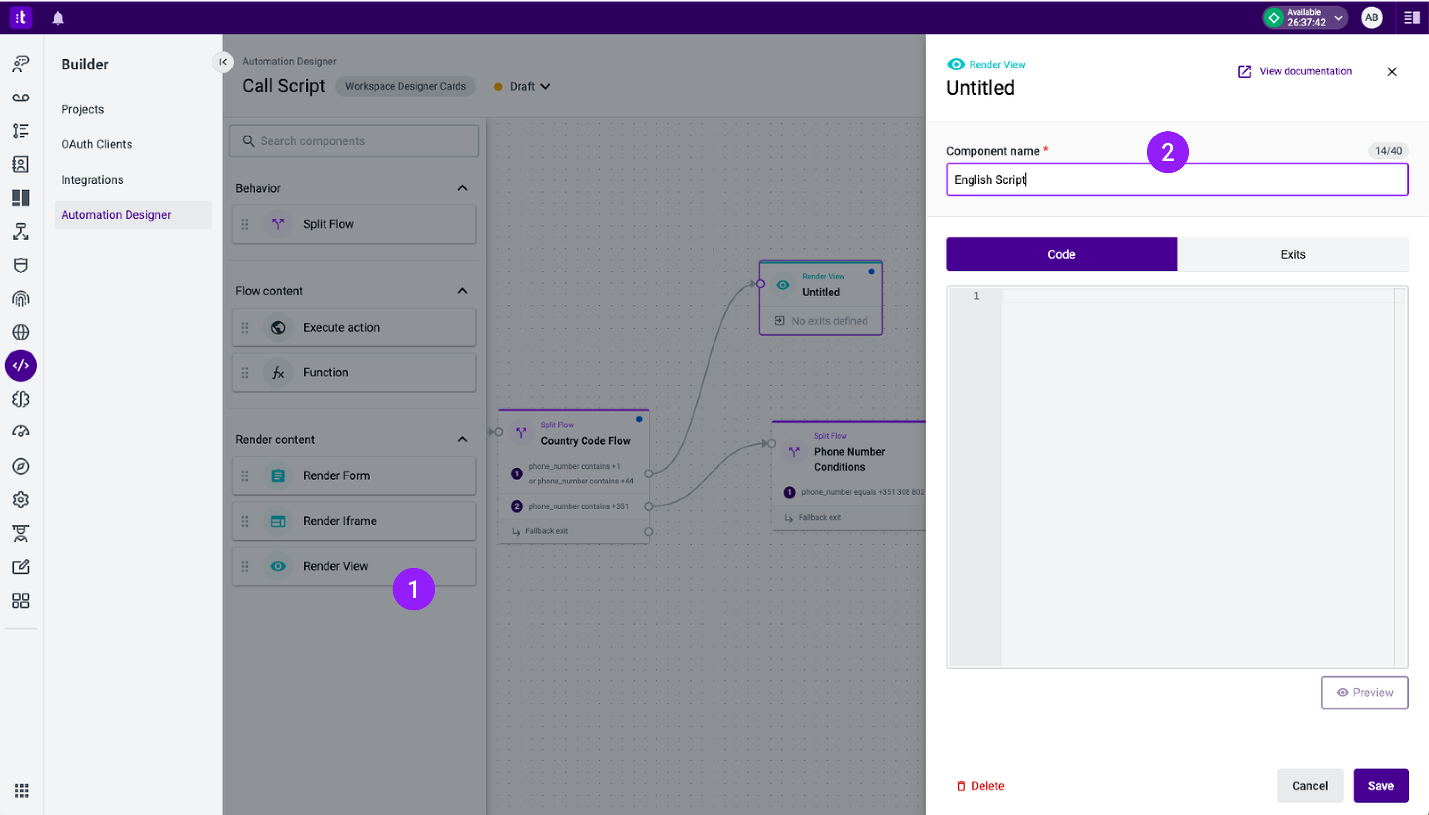 Figure 9 - Render View node editor