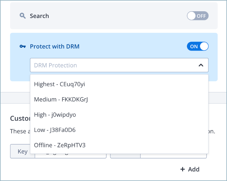 Protect with DRM in the app config