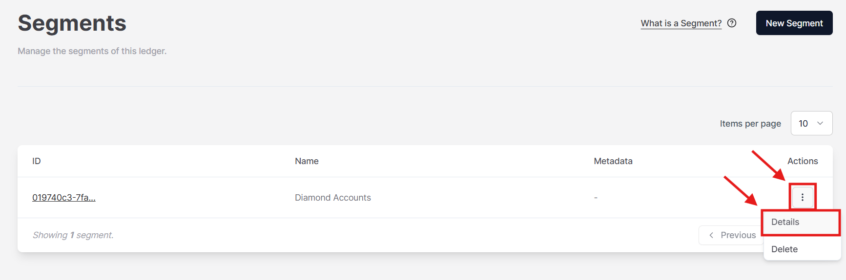 Figure 1. The option to edit a Segment on the Actions menu.