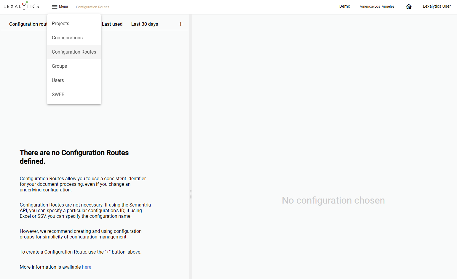 New Configuration Route page